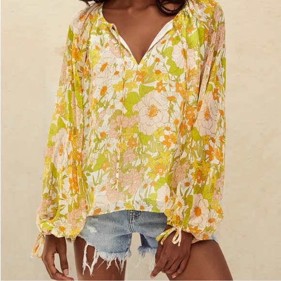 Lulu’s Bloom Service Green Floral Print Bloom Sleeves Size Small ( NWOT) - Picture 3 of 11